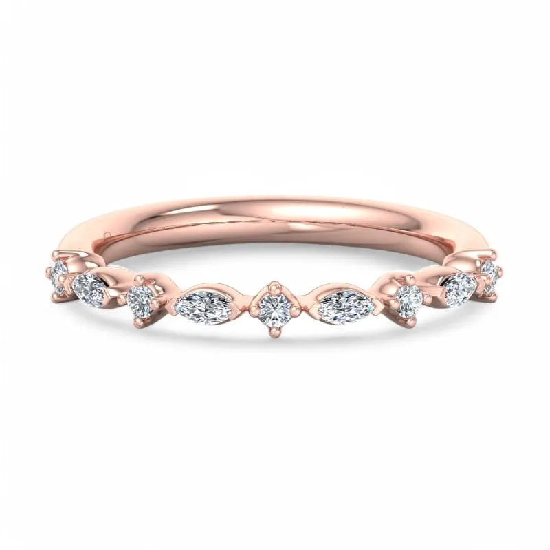 0.250ct Marquise With Round Brilliant Cut Moissanite Wedding Band