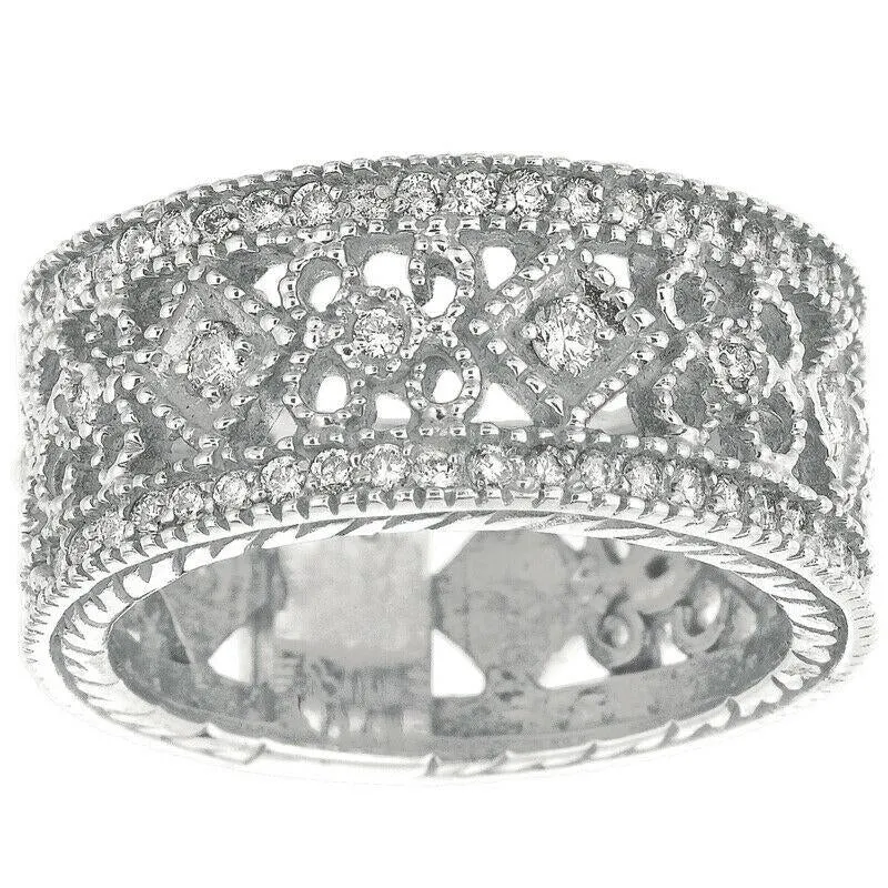 0.66 Carat Natural Diamond Eternity Band G SI 14K White Gold