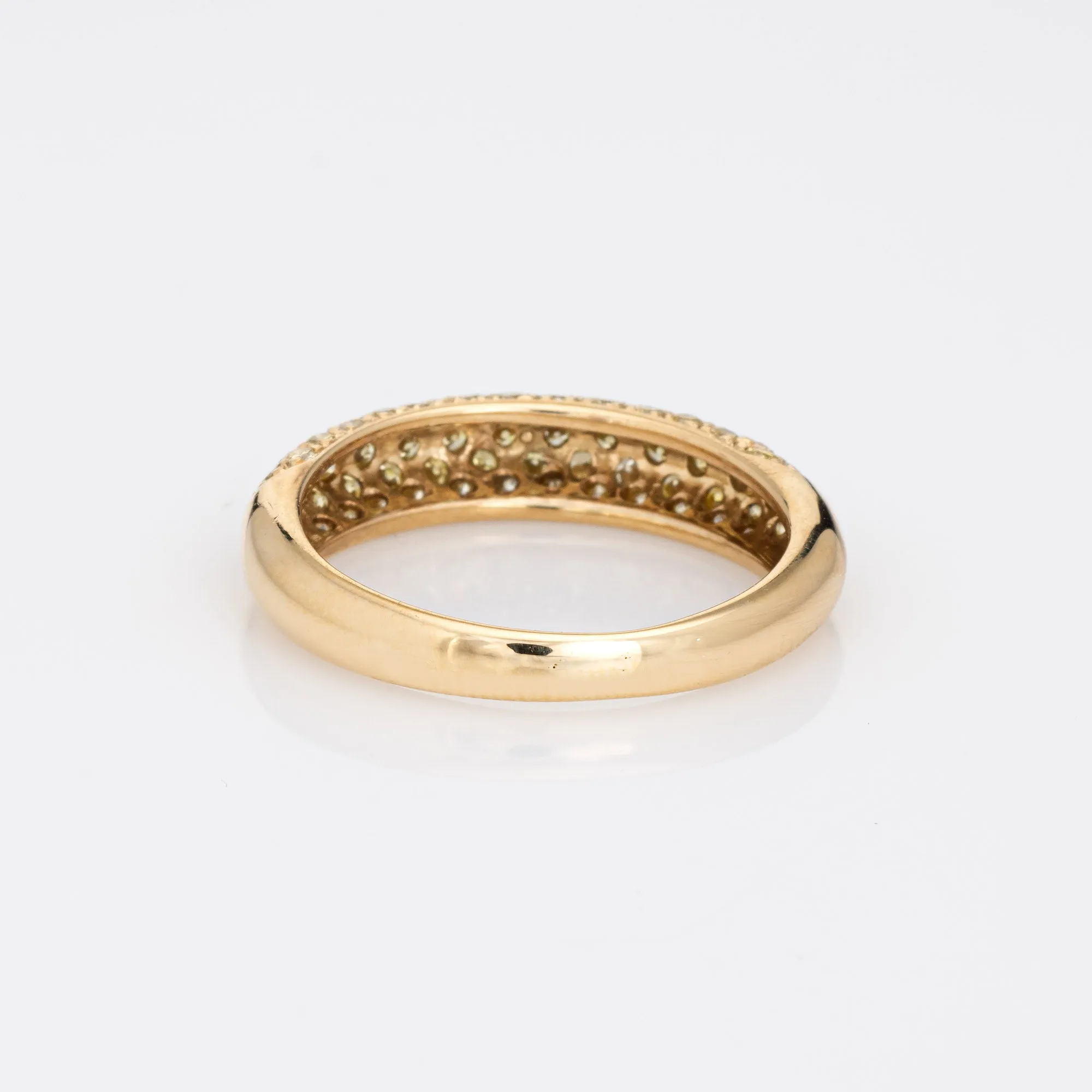 0.75ct Yellow Diamond Band Pave Set 18k Gold Sz 7.5 Ring Estate Fine Jewelry