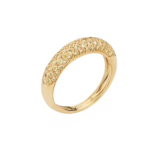 0.75ct Yellow Diamond Band Pave Set 18k Gold Sz 7.5 Ring Estate Fine Jewelry