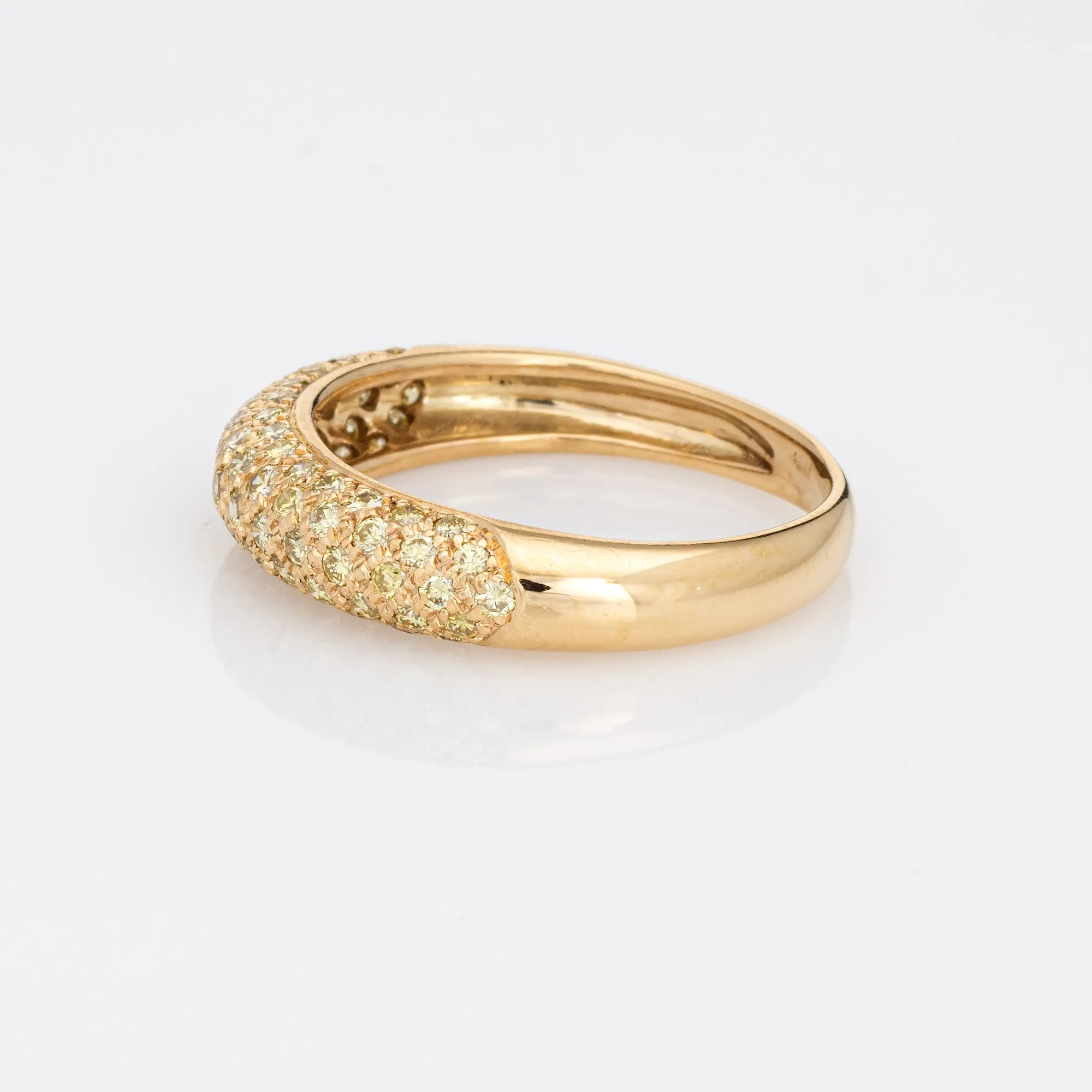 0.75ct Yellow Diamond Band Pave Set 18k Gold Sz 7.5 Ring Estate Fine Jewelry