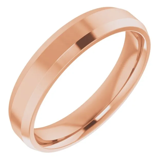 10K Rose 4 mm Beveled Edge Comfort Fit Light Band