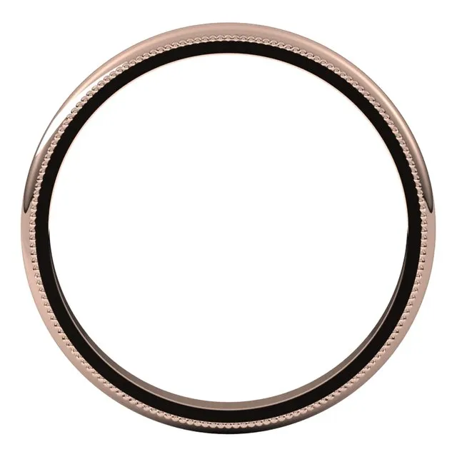 10K Rose Gold 2.5 mm Milgrain Half Round Wedding Band