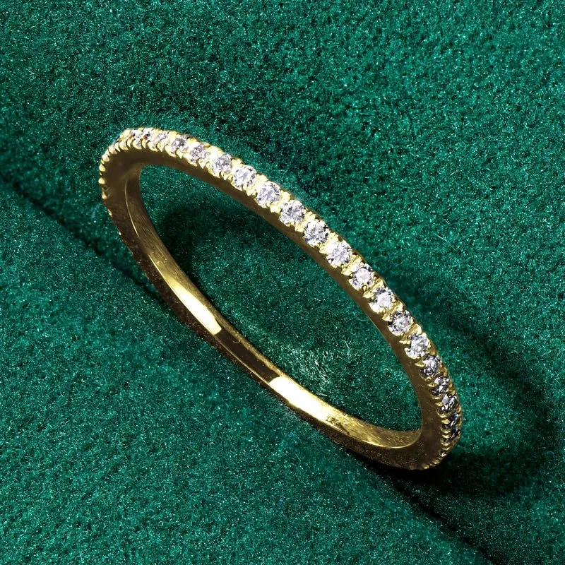 10K Solid Gold Stackable Diamond Wedding Band