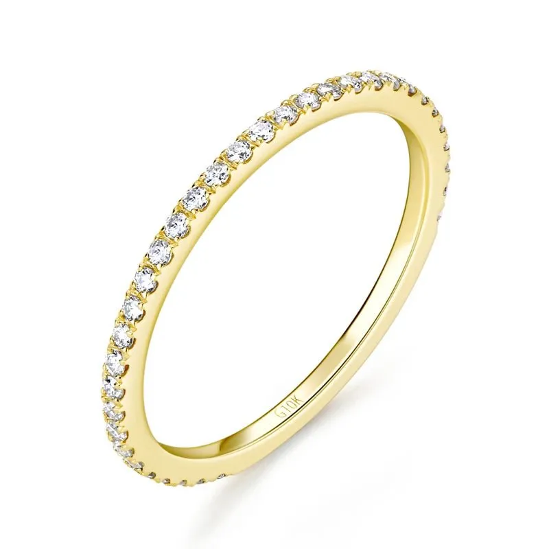 10K Solid Gold Stackable Diamond Wedding Band