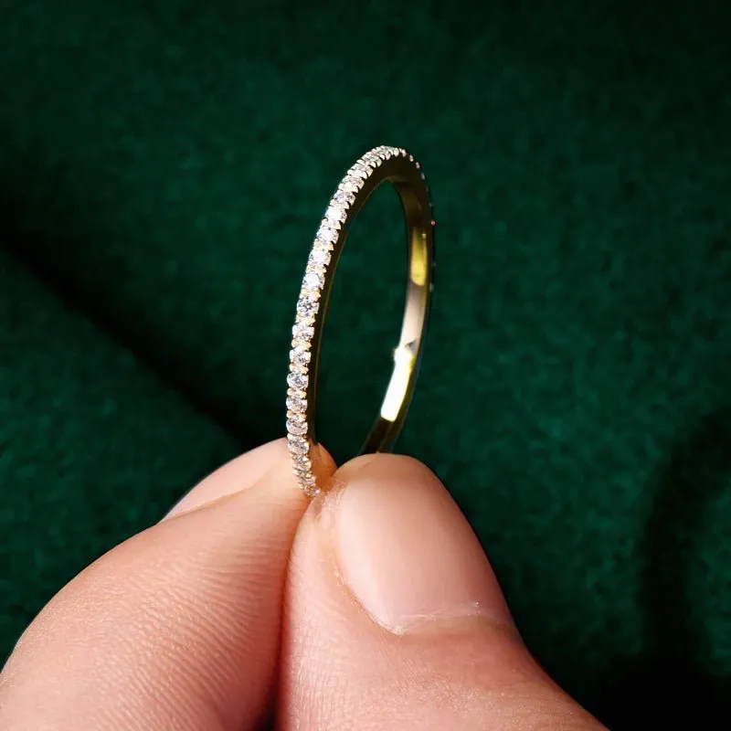 10K Solid Gold Stackable Diamond Wedding Band