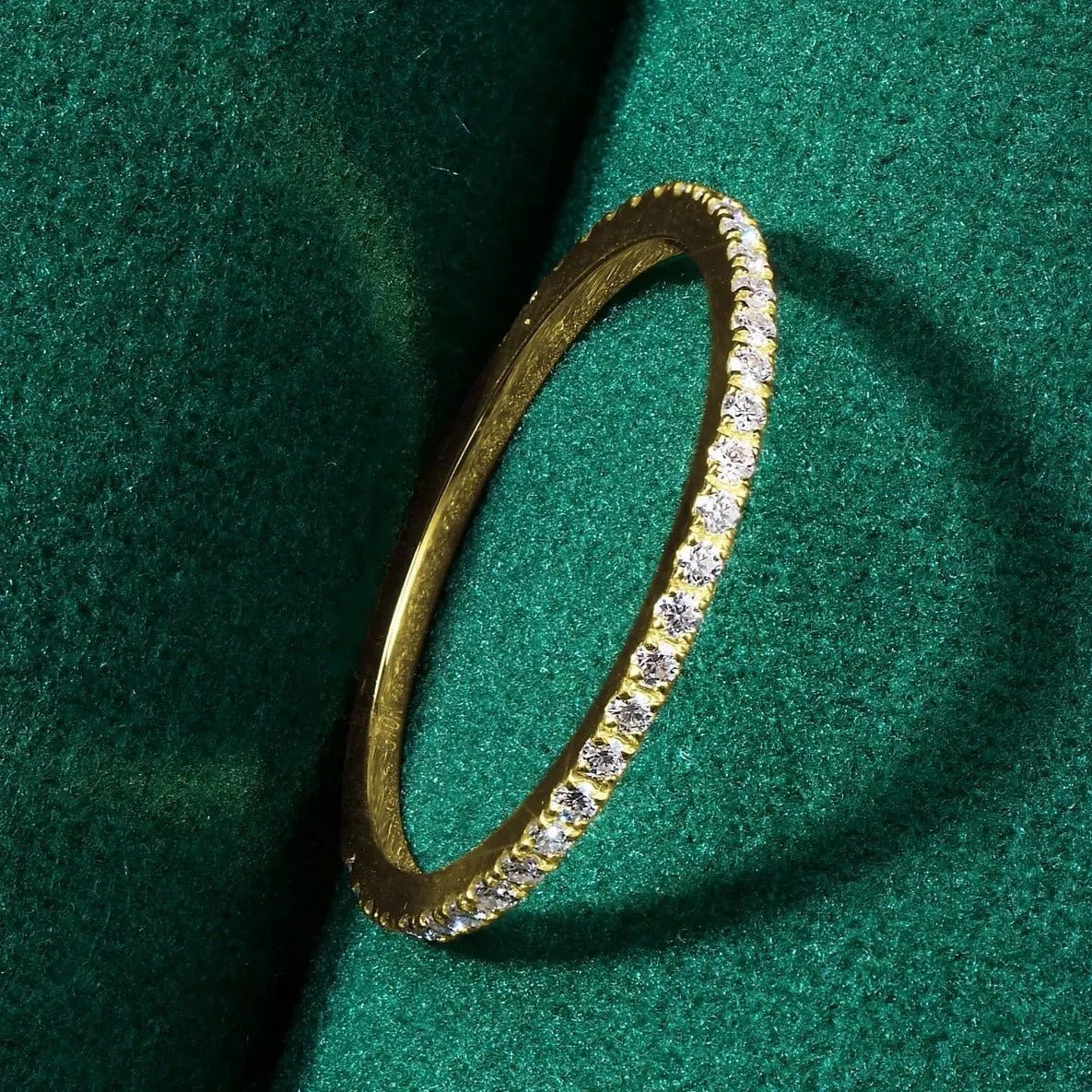 10K Solid Gold Stackable Diamond Wedding Band
