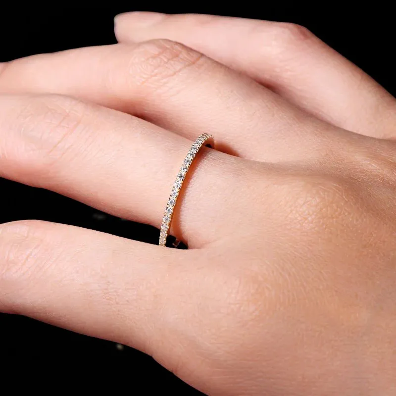 10K Solid Gold Stackable Diamond Wedding Band