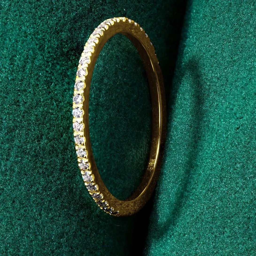 10K Solid Gold Stackable Diamond Wedding Band