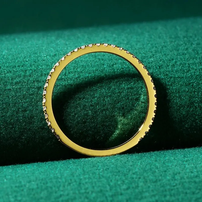 10K Solid Gold Stackable Diamond Wedding Band