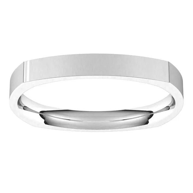 10K White Gold 2.5 mm Square Comfort Fit Wedding Band