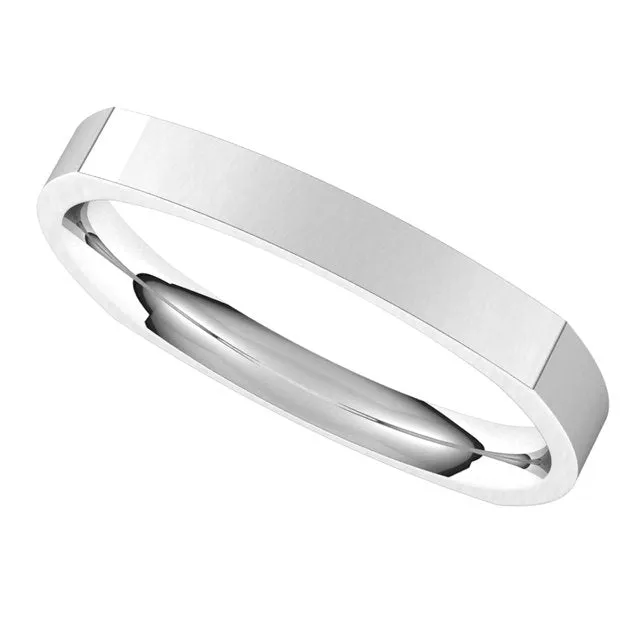 10K White Gold 2.5 mm Square Comfort Fit Wedding Band