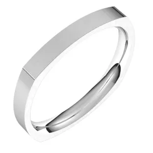 10K White Gold 2.5 mm Square Comfort Fit Wedding Band
