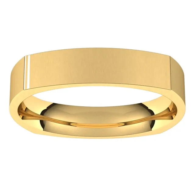 10K Yellow Gold 4 mm Square Comfort Fit Wedding Band