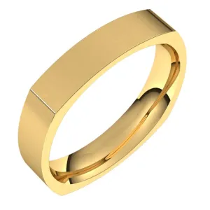 10K Yellow Gold 4 mm Square Comfort Fit Wedding Band