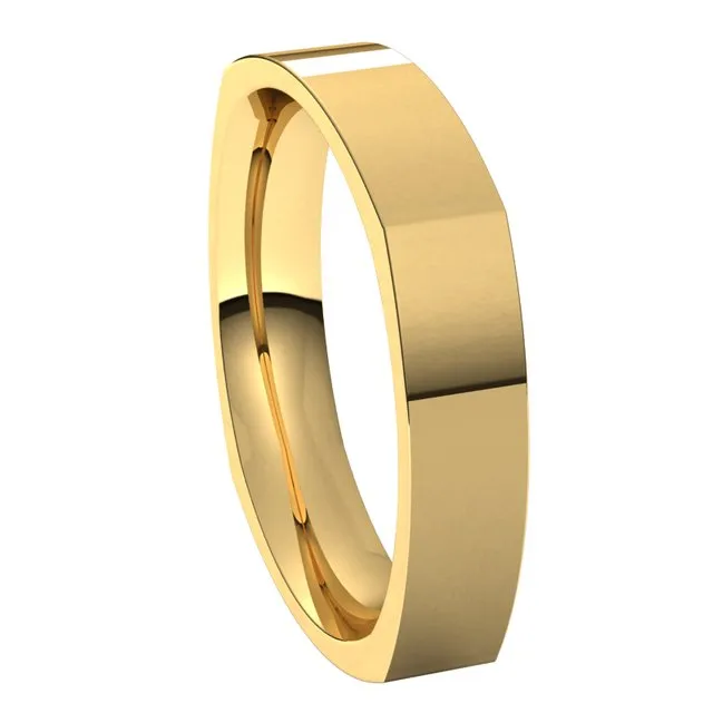 10K Yellow Gold 4 mm Square Comfort Fit Wedding Band