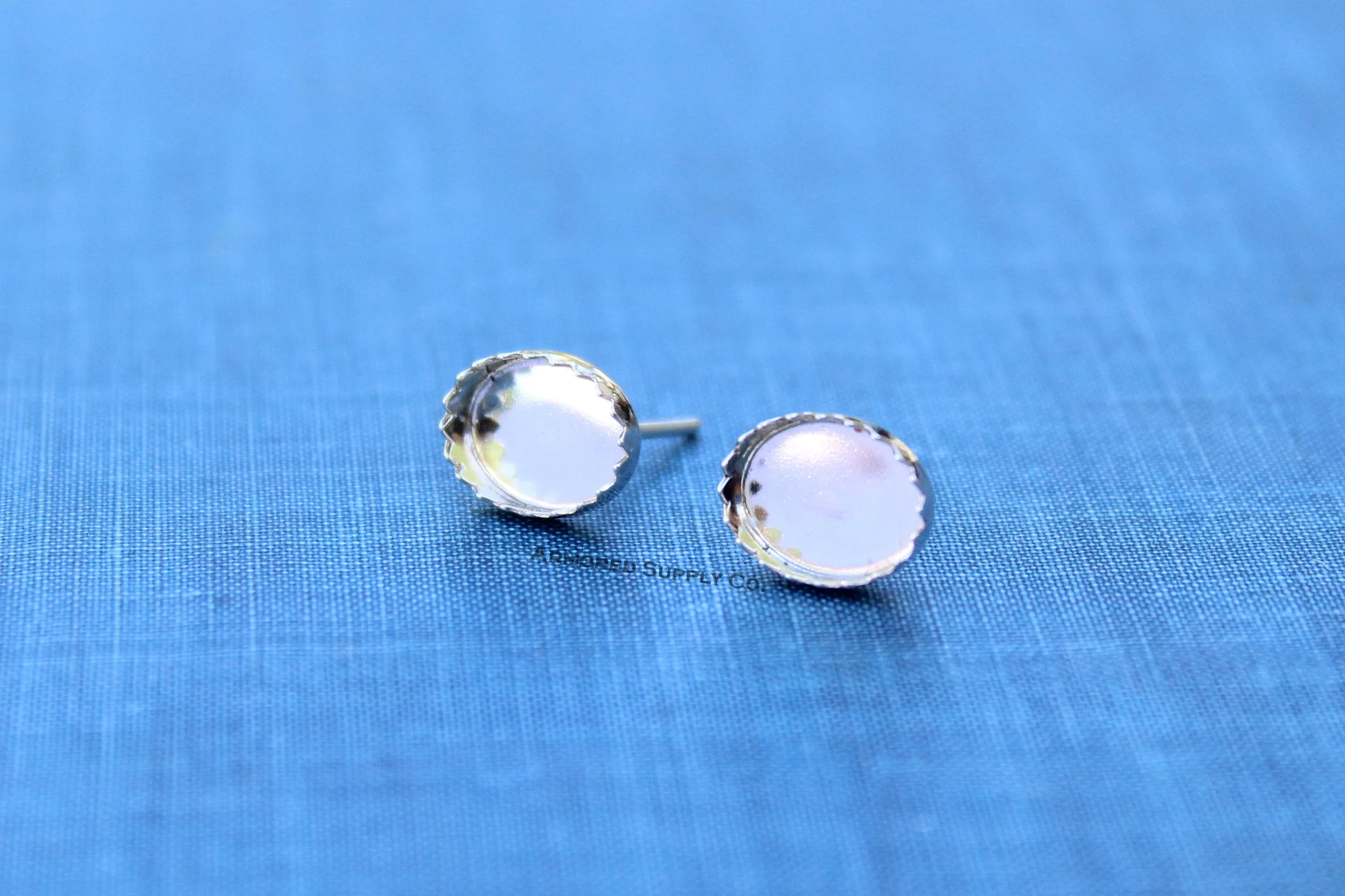 10x8mm Serrated Stud Earring Blanks