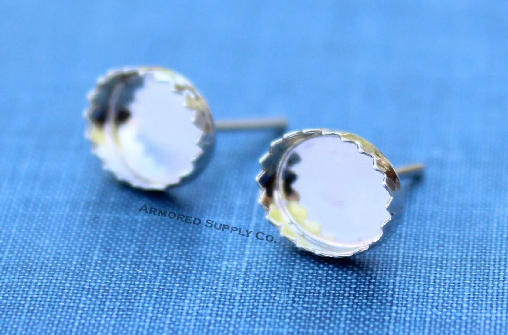 10x8mm Serrated Stud Earring Blanks