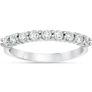 1/2ct Diamond Ring Half Eternity Wedding Band 14K White Gold