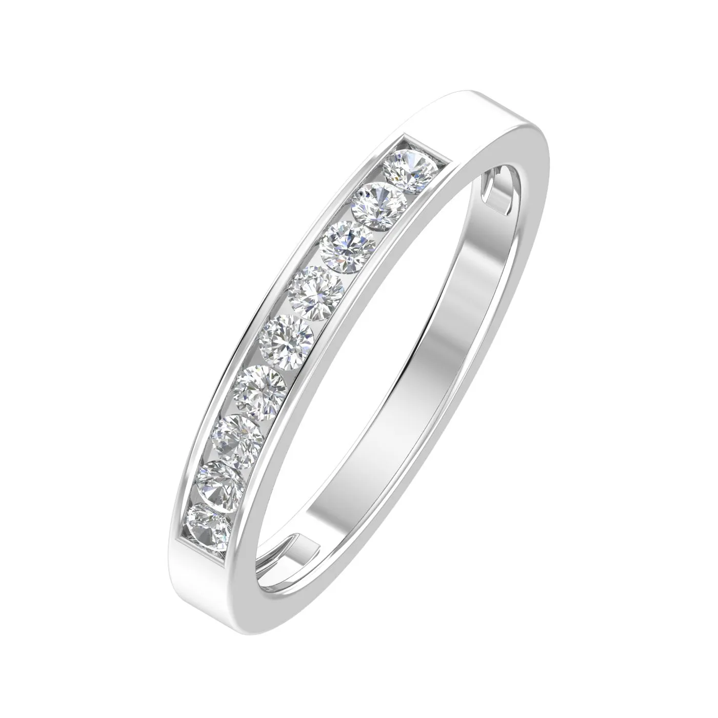 1/4 Carat TW Diamond Channel Wedding Band in 10k White Gold