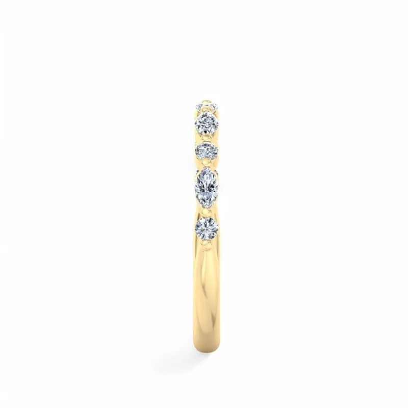 1/4ct Marquise With Round Brilliant Cut Moissanite Wedding Band