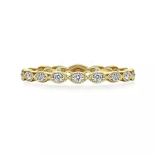 14K 0.27ct Diamond Prong-set/Eternity Wedding-Band