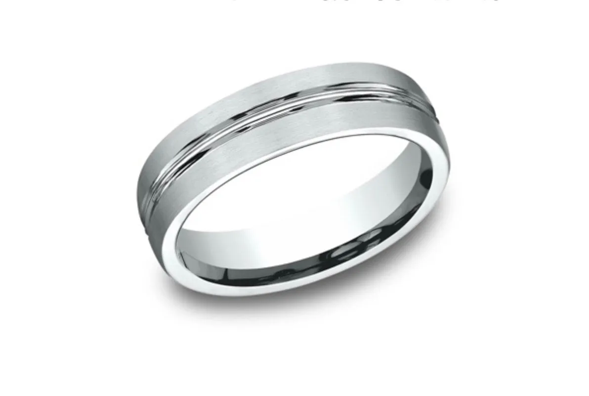 14K 6mm Size-11 Satin/Center-Cut Wedding-Band