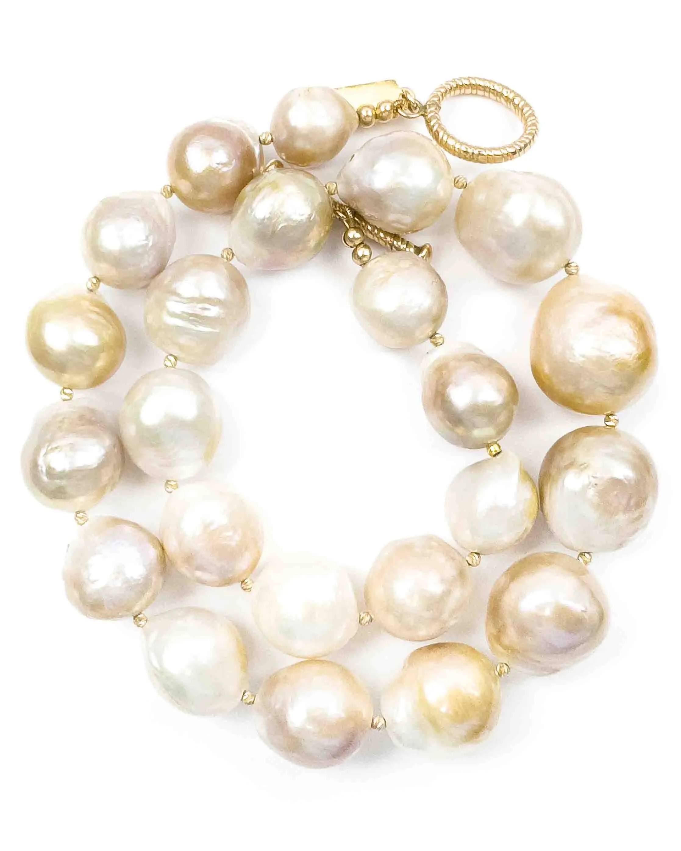 14k Gold Natural Baroque Pearl Statement Necklace