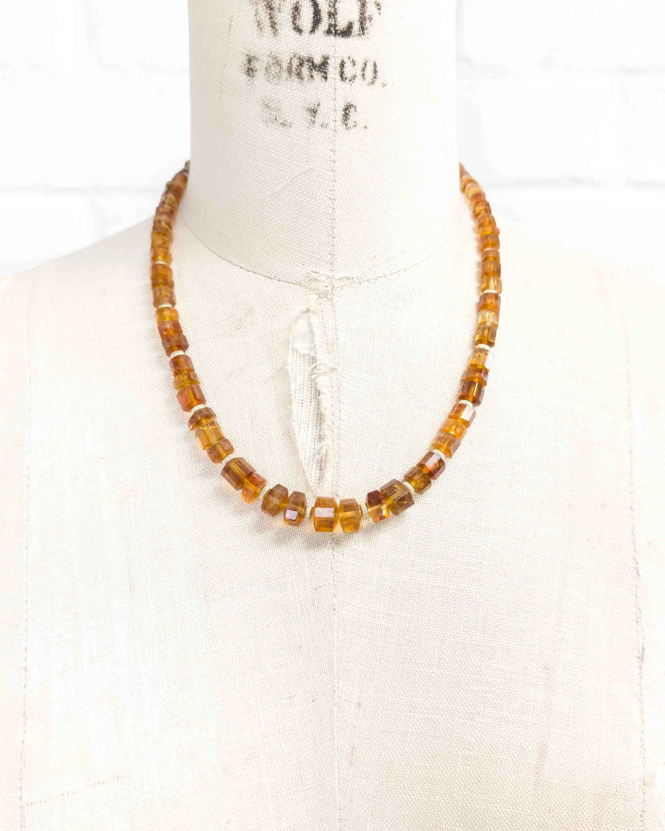 14k Gold Natural Brazilian Madeira Citrine Statement Necklace