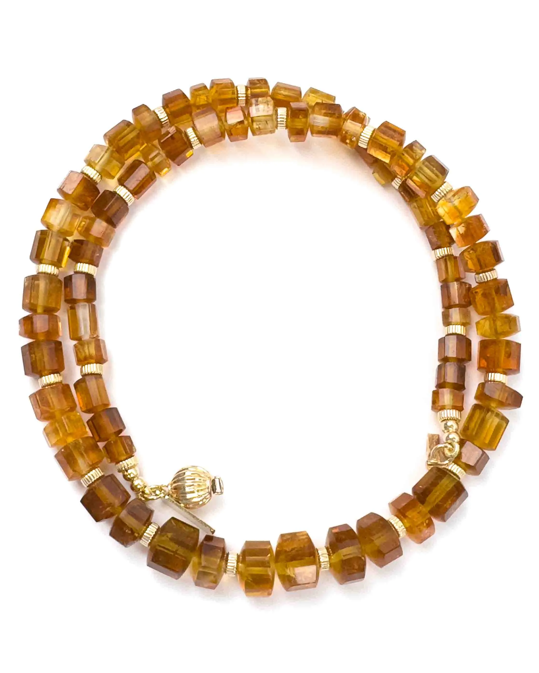 14k Gold Natural Brazilian Madeira Citrine Statement Necklace