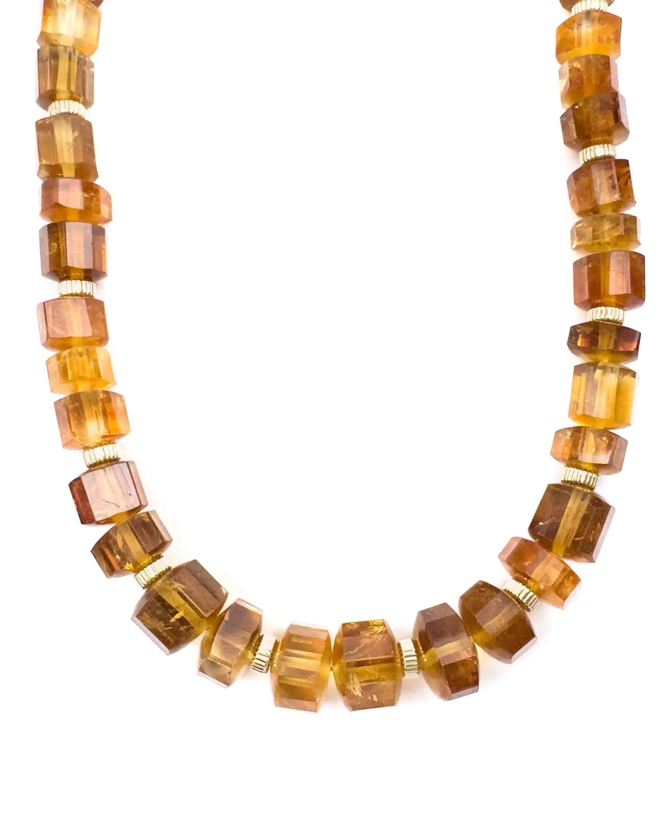 14k Gold Natural Brazilian Madeira Citrine Statement Necklace
