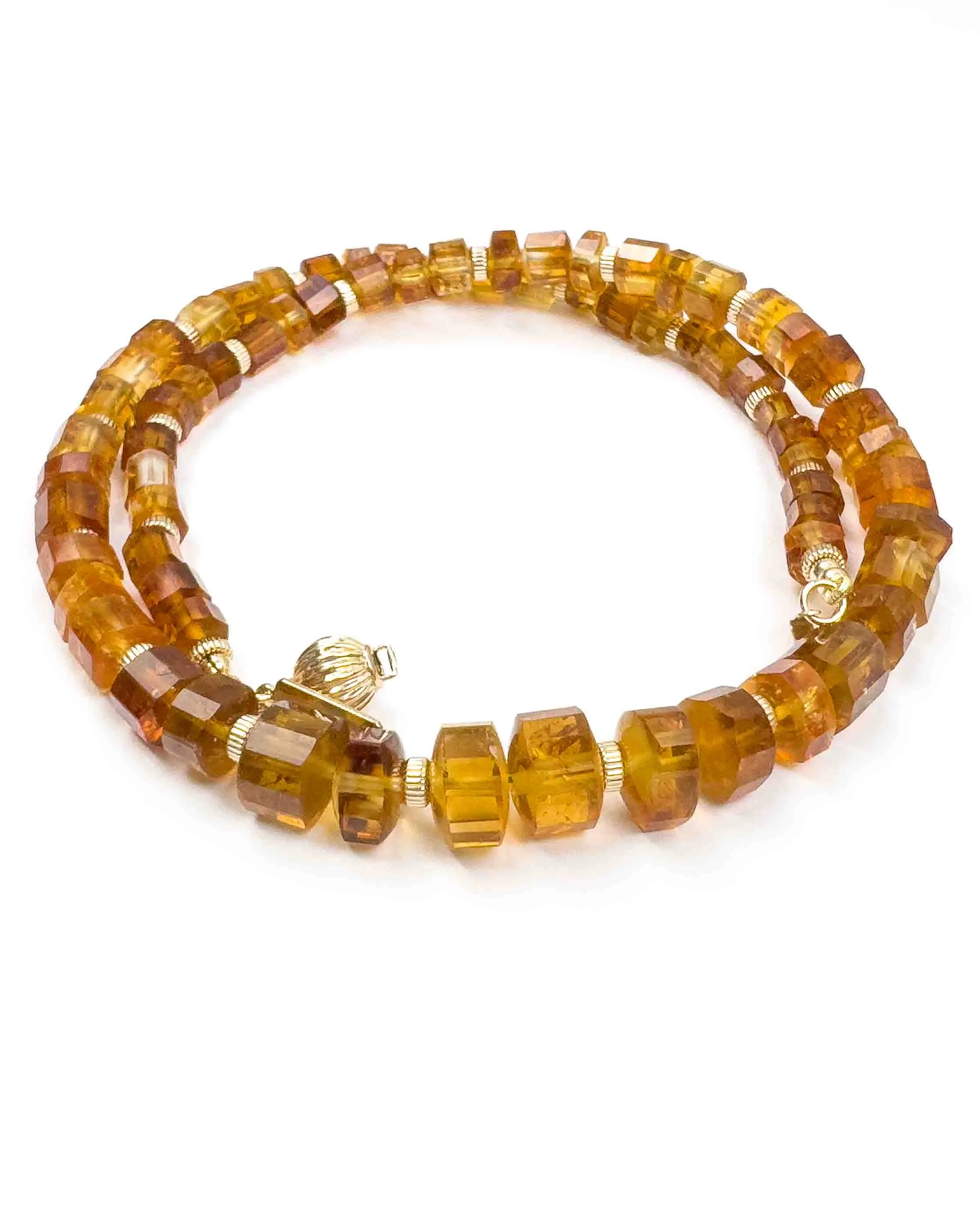 14k Gold Natural Brazilian Madeira Citrine Statement Necklace