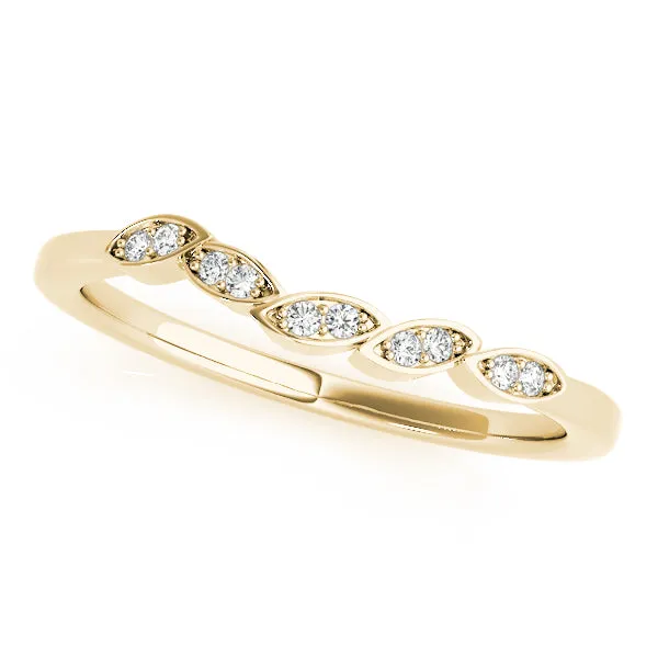 14K Ladies Leaf Diamond Wedding Band