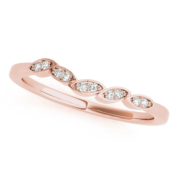 14K Ladies Leaf Diamond Wedding Band