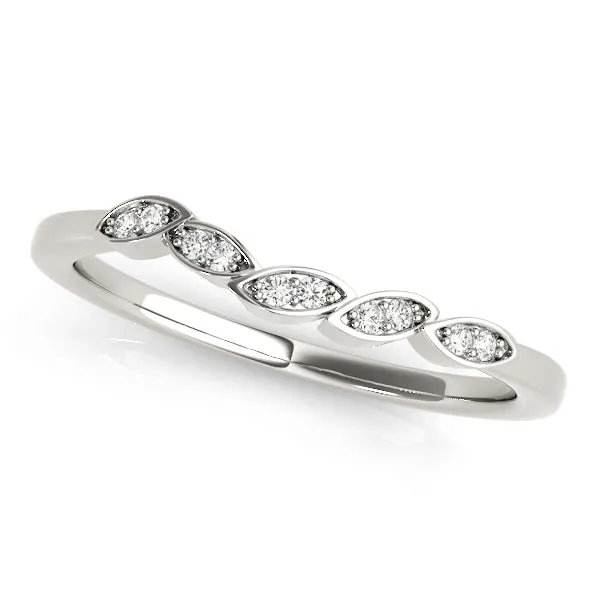 14K Ladies Leaf Diamond Wedding Band
