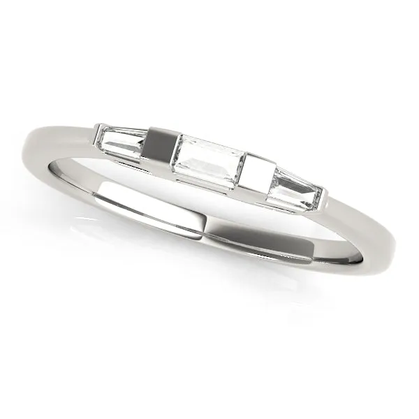 14K Ladies Three Stone Baguette Wedding Band