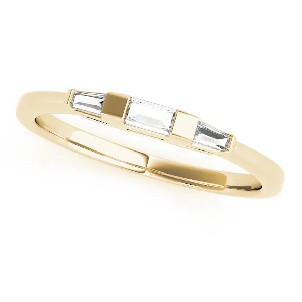 14K Ladies Three Stone Baguette Wedding Band