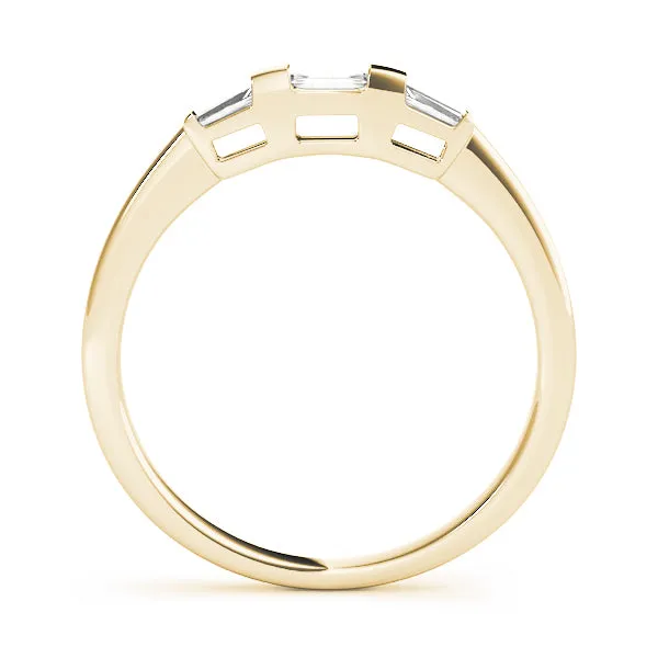14K Ladies Three Stone Baguette Wedding Band