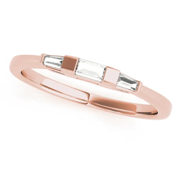 14K Ladies Three Stone Baguette Wedding Band