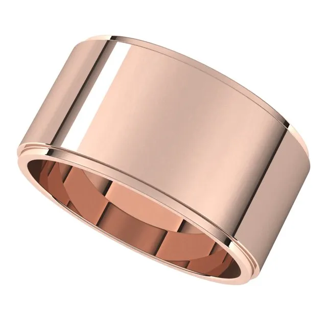 14K Rose Gold 10 mm Standard Weight Flat Edge Wedding Band