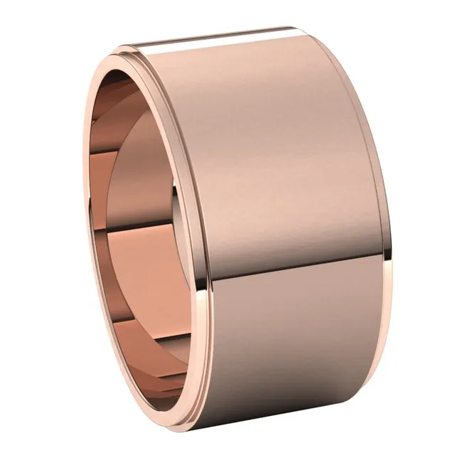 14K Rose Gold 10 mm Standard Weight Flat Edge Wedding Band