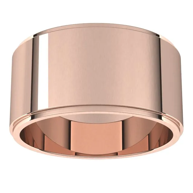 14K Rose Gold 10 mm Standard Weight Flat Edge Wedding Band