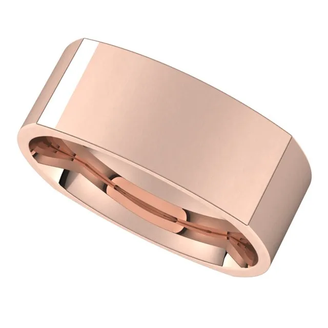 14K Rose Gold 8 mm Square Comfort Fit Wedding Band