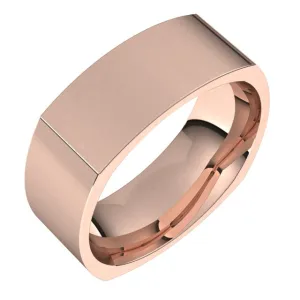 14K Rose Gold 8 mm Square Comfort Fit Wedding Band