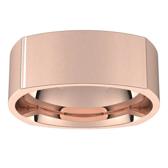 14K Rose Gold 8 mm Square Comfort Fit Wedding Band