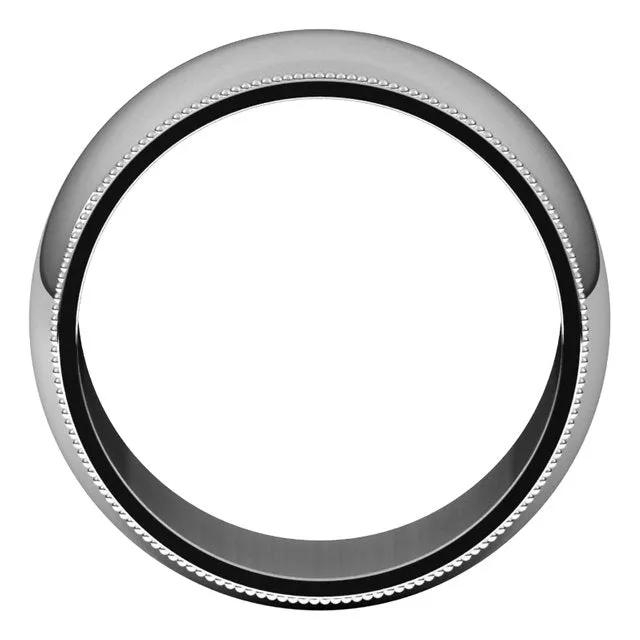 14K White Gold 10 mm Milgrain Half Round Wedding Band