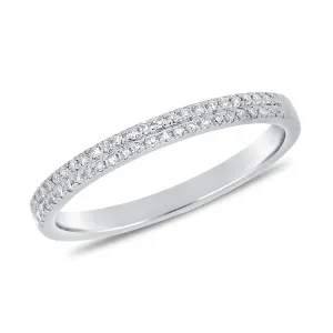 14K White Gold Diamond Border Double Row Band