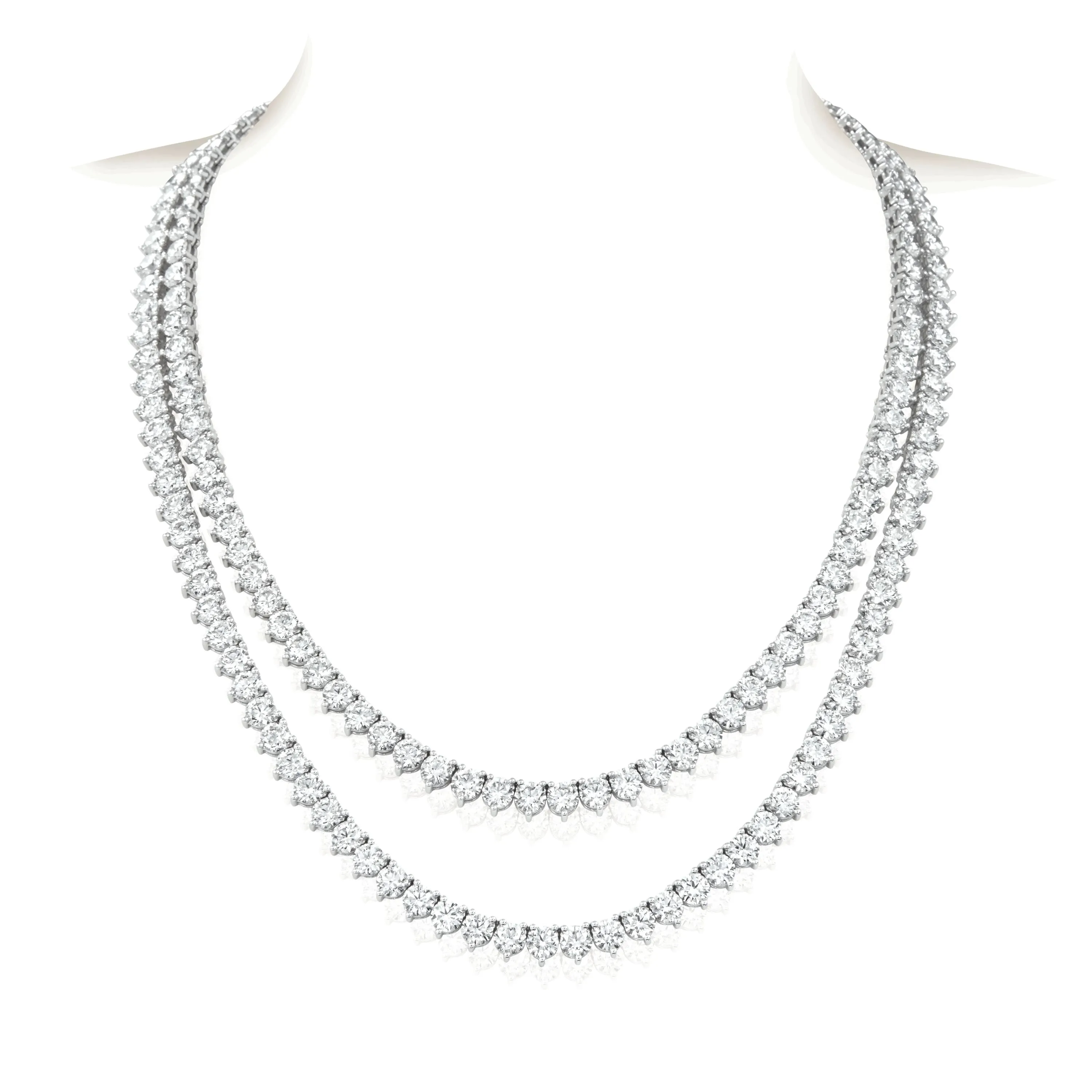 14K White Gold Three Prong Diamond Rivieras