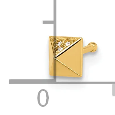 14k Yellow Gold  22 Gauge Polished CZ Nose Stud