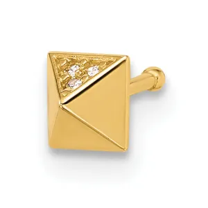 14k Yellow Gold  22 Gauge Polished CZ Nose Stud